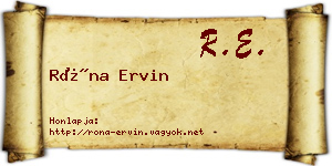 Róna Ervin névjegykártya